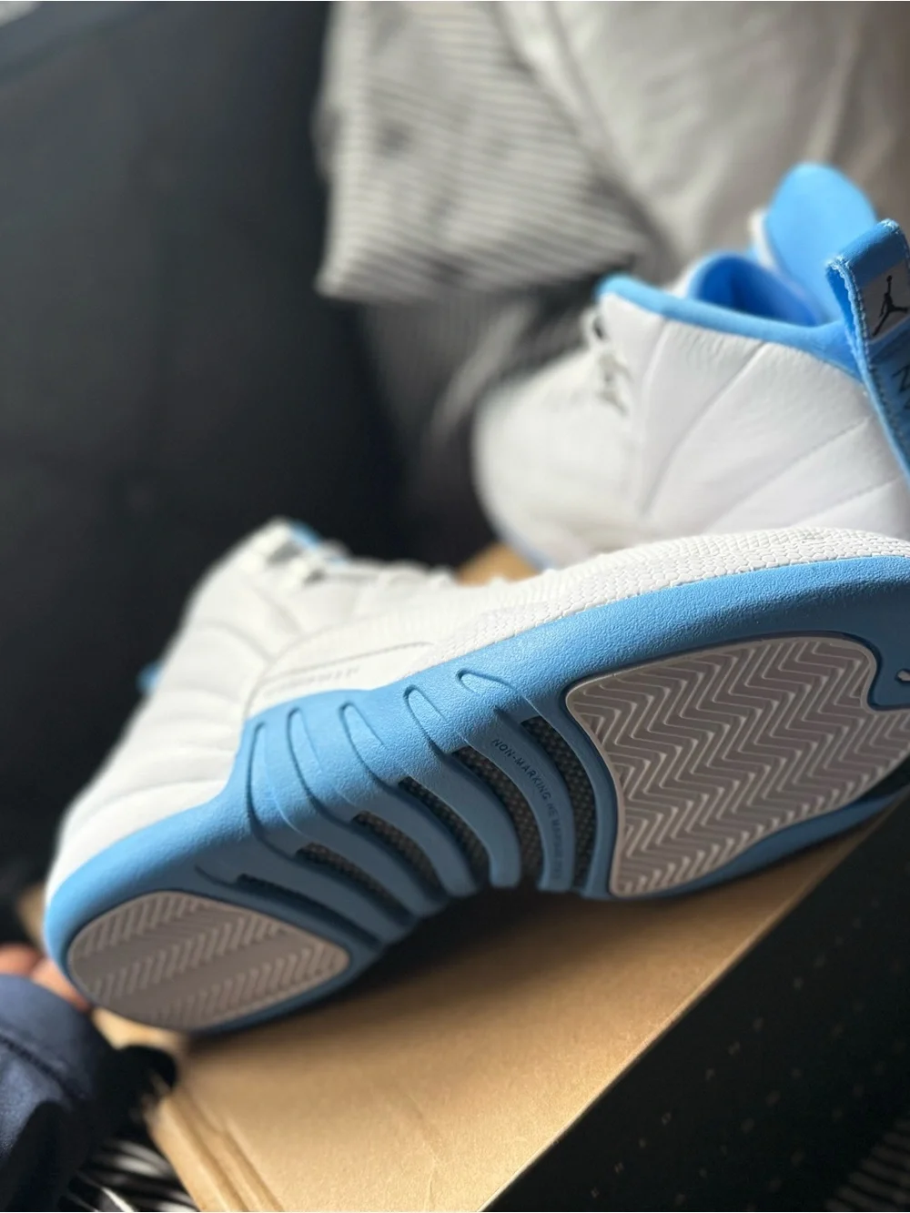 Jordan Kids White and Light Blue High-Top Sneakers